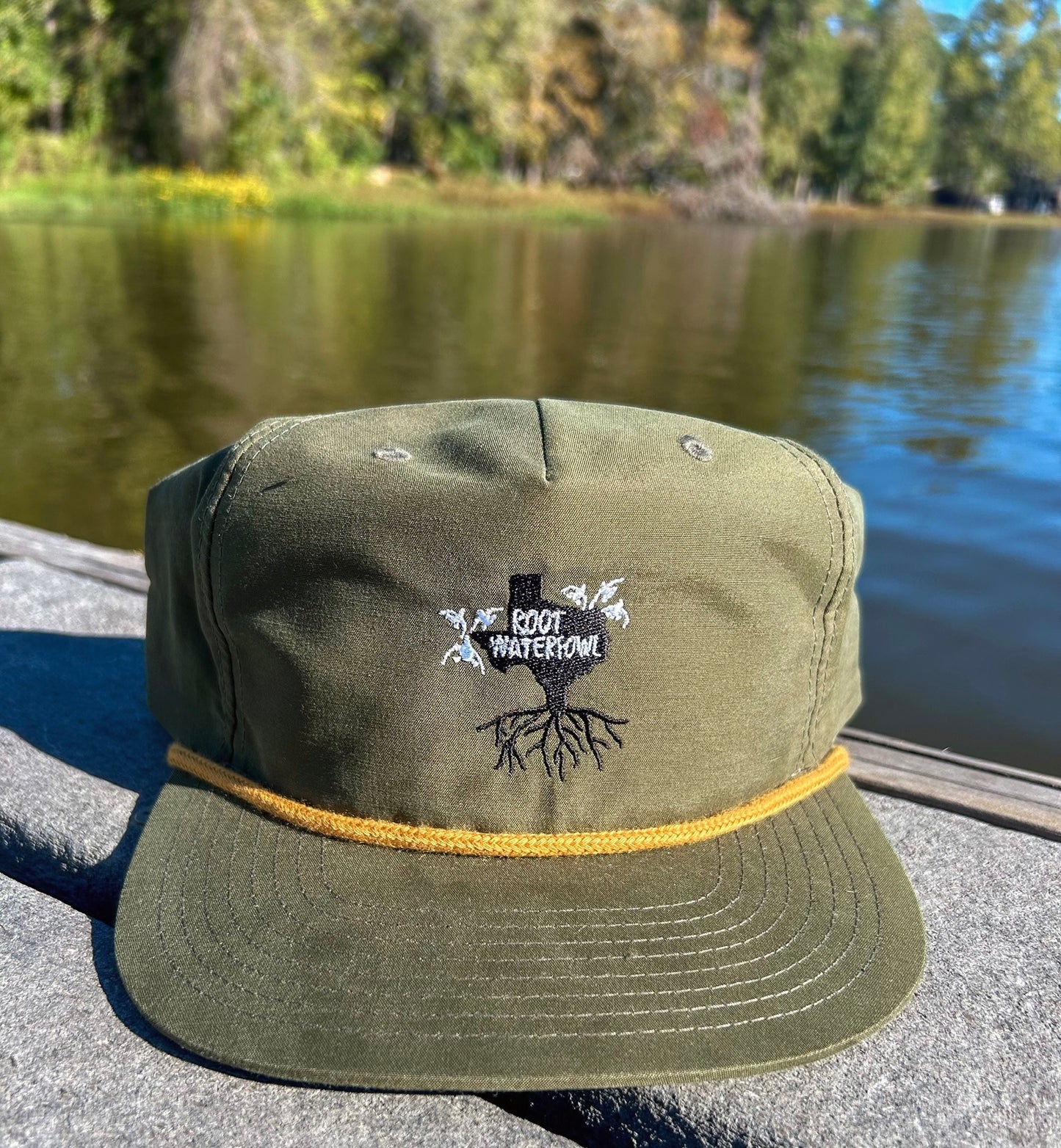 Olive Green and Harvest Yellow Rope Hat